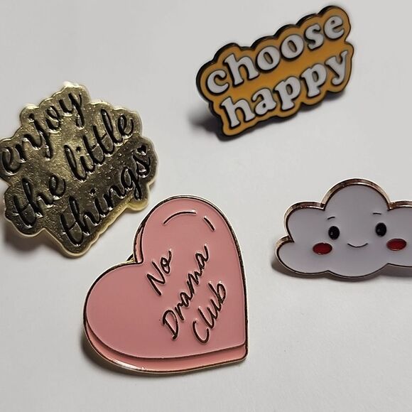 Cute Enamel Pin Set - Pink, Yellow, Gray - Picture 2 of 3